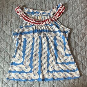 Stylish Blue and Red Women's Tank Top